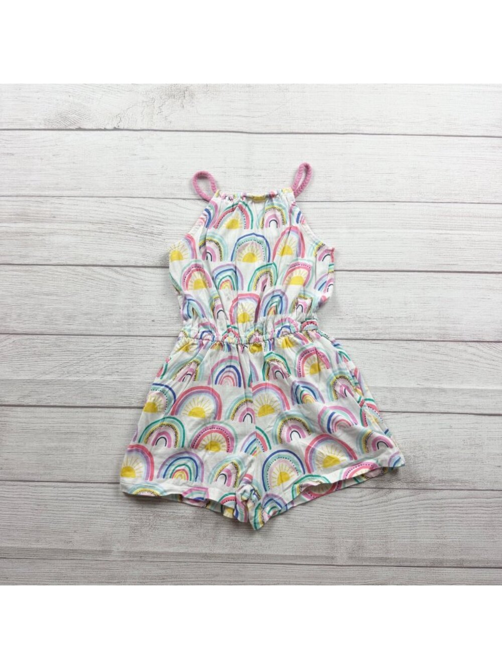 Rumi + Ryder Girls Rainbow Print Sleeveless Romper S 6-7